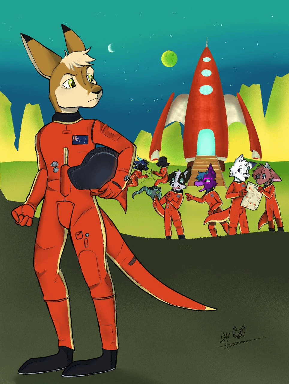 Furries fluffing around in space- Furdu art book submission (2024)